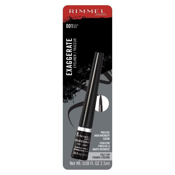 Rimmel London 001 Black Exaggerate Felt Tip Eyeliner Precise NEW - Picture 1 of 4